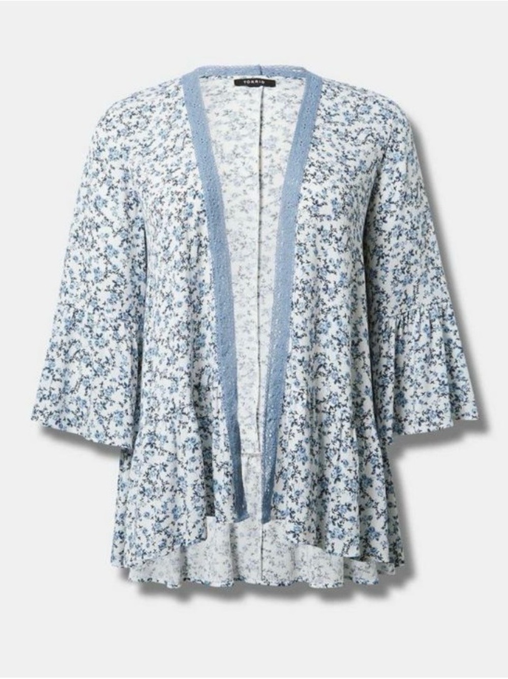 Torrid Washable Gauze Embroidered Tiered Ruffle Short Kimono - 0X - NWT!